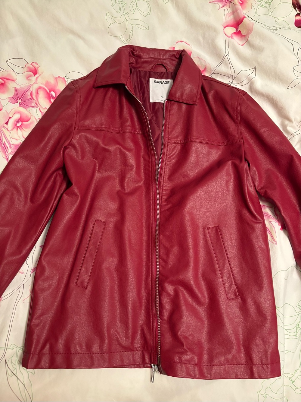 Garage Women's Burgundy Faux Leather Zip-Front Jacket